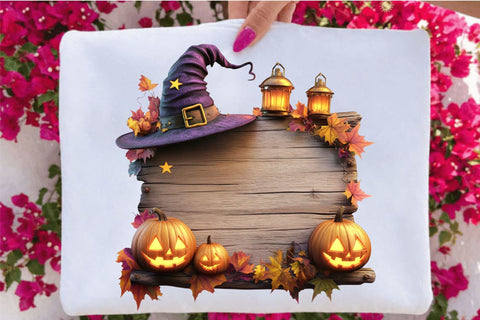 Whimsical Halloween Wooden Sign Clipart Bundle. Sublimation SVGArt 