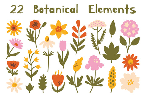 Whimsical Hand Drawn Summer Flower PNG Clipart Sublimation Rin Green 