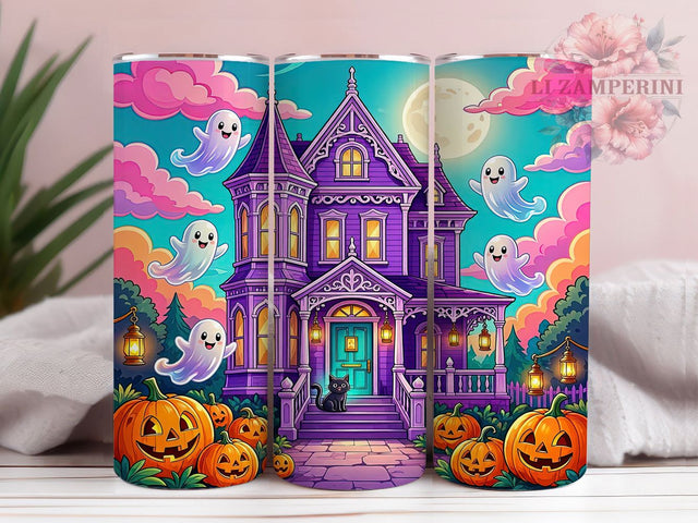 Whimsical Haunted House Halloween 20oz Tumbler, Haunted House, Whimsical Halloween, 20oz Wrap, Spooky Cute, Pastel Spooky, Sublimation Tumbler, Festive Pattern Sublimation Li Zamperini 