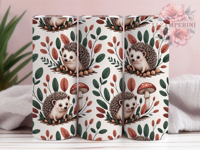 Whimsical Hedgehog Mushroom Tumbler, Woodland Animal Wrap, Cute Forest Cup, 20oz Sublimation Wrap, Stylish Hedgehog Design Tumbler, Nature Mushroom Theme Cup, Whimsical Woodland Wrap Sublimation Li Zamperini 