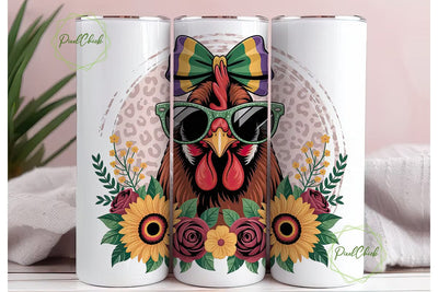 Whimsical Hen 20oz Tumbler Wrap Sublimation PixelChick 