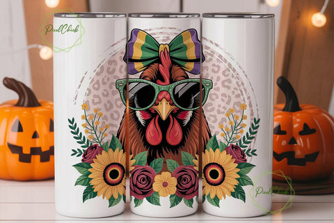 Whimsical Hen 20oz Tumbler Wrap Sublimation PixelChick 
