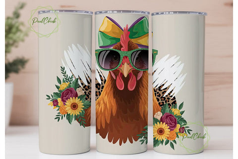 Whimsical Hen 20oz Tumbler Wrap Sublimation PixelChick 