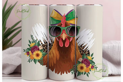 Whimsical Hen 20oz Tumbler Wrap Sublimation PixelChick 
