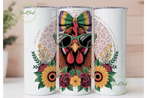 Whimsical Hen 20oz Tumbler Wrap Sublimation PixelChick 