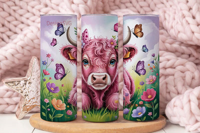 Whimsical Highland Cow 20oz Tumbler Wrap Sublimation DesignSVG 