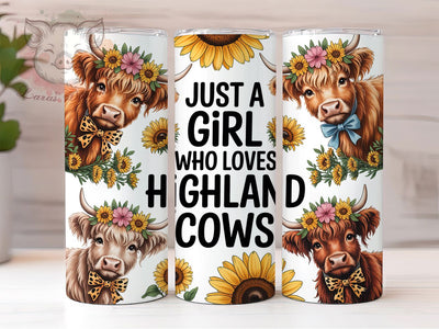 Whimsical Highland Cow Girl Tumbler, Rustic Cow Tumbler, Farm Animal Wrap, Whimsical Cow Wrap, Country Cow Design, Sublimation Design, Trendy Gift Idea Sublimation Lara' s Designs 