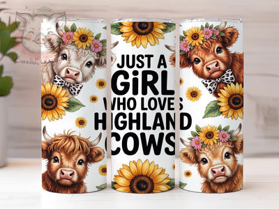 Whimsical Highland Cow Girl Tumbler, Rustic Cow Tumbler, Farm Animal Wrap, Whimsical Cow Wrap, Country Cow Design, Sublimation Design, Trendy Gift Idea Sublimation Lara' s Designs 