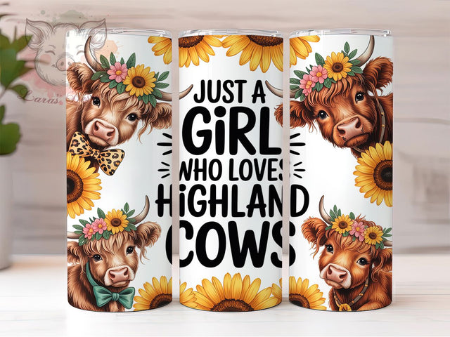 Whimsical Highland Cow Girl Tumbler, Rustic Cow Tumbler, Farm Animal Wrap, Whimsical Cow Wrap, Country Cow Design, Sublimation Design, Trendy Gift Idea Sublimation Lara' s Designs 