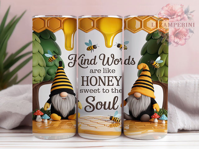 Whimsical Honey Bee Gnome Tumbler, Honey Quote Gift, Garden Gnome Design, Sweet Saying Tumbler, Bee Keeper Present, Inspirational Bee Gift, Gnome Lover Design Sublimation Li Zamperini 