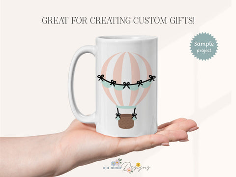 Whimsical Hot Air Balloon SVG – Cute Pastel Cut File for DIY Crafts SVG Aja Nicole Designs 