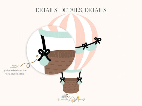 Whimsical Hot Air Balloon SVG – Cute Pastel Cut File for DIY Crafts SVG Aja Nicole Designs 