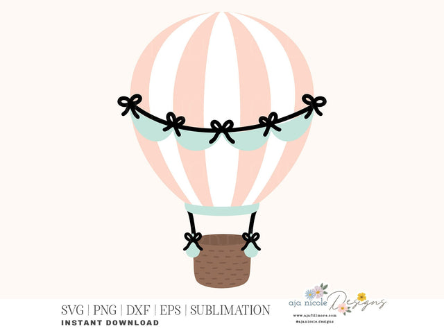Whimsical Hot Air Balloon SVG – Cute Pastel Cut File for DIY Crafts SVG Aja Nicole Designs 