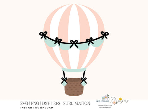 Whimsical Hot Air Balloon SVG – Cute Pastel Cut File for DIY Crafts SVG Aja Nicole Designs 