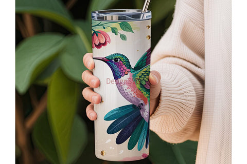 Whimsical Hummingbird 20oz Tumbler Wrap Sublimation DesignSVG 
