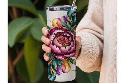 Whimsical Ink Bloom 20oz Tumbler Wrap Sublimation DesignSVG 