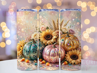 Whimsical Jewel Pumpkins 20oz Tumbler, Pumpkin Motif, Jewel Design, Whimsical Style, Festive Charm, Autumn Theme, 20oz Wrap, Sublimation Tumbler Sublimation SvggirlplusArt 