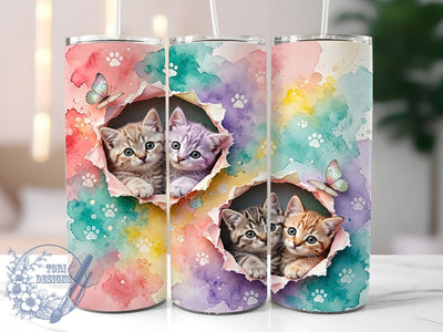 Whimsical Kittens & Butterflies 20oz Tumbler, Whimsical Kittens, Butterfly Design, Cute Animals, Playful Charm, Spring Vibes, 20oz Wrap, Sublimation Tumbler Sublimation ToriDesigns 