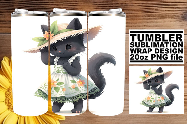 Whimsical Kitty Design 20oz Tumbler Sublimation Pack Sublimation afrosvg 