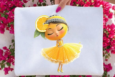 Whimsical Lemon Picnic Girl PNG Clipart Sublimation SVGArt 