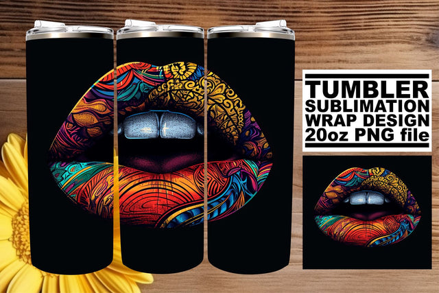 Whimsical Lip Print Tumbler Design Sublimation afrosvg 