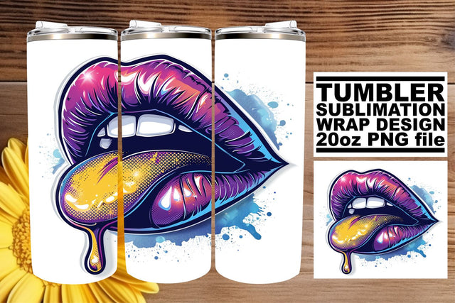 Whimsical Lips 3D Tumbler Wrap Sublimation afrosvg 