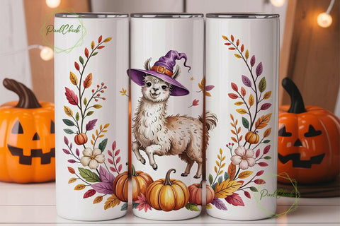 Whimsical Llama Autumn 20oz Tumbler Wrap Sublimation PixelChick 