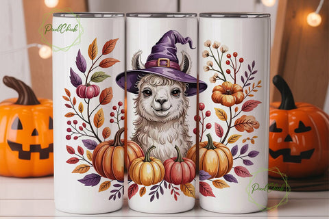Whimsical Llama Autumn 20oz Tumbler Wrap Sublimation PixelChick 