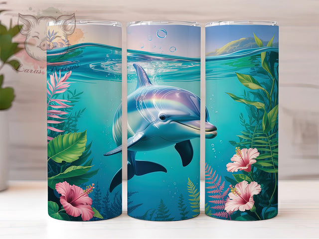 Whimsical Marine Dolphin Tumbler, Marine Life Tumbler, Elegant Dolphin Wrap, Whimsical Ocean Wrap, Rustic Sea Wrap, Sublimation Design, Trendy Gift Idea Sublimation Lara' s Designs 