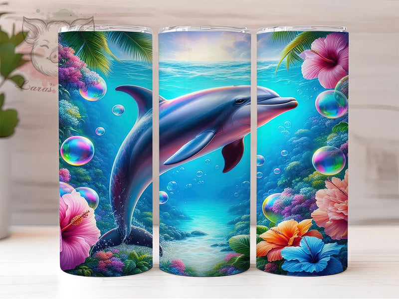Whimsical Marine Dolphin Tumbler, Marine Life Tumbler, Elegant Dolphin Wrap, Whimsical Ocean Wrap, Rustic Sea Wrap, Sublimation Design, Trendy Gift Idea Sublimation Lara' s Designs 