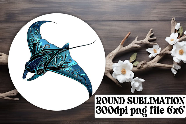 Whimsical Marine Watercolor Circle Designs - Sublimation Keychain Coasters Sublimation afrosvg 