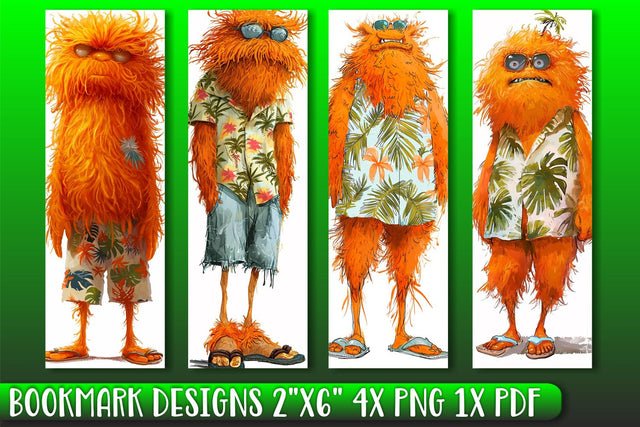Whimsical Monster Bookmarks Set Sublimation afrosvg 