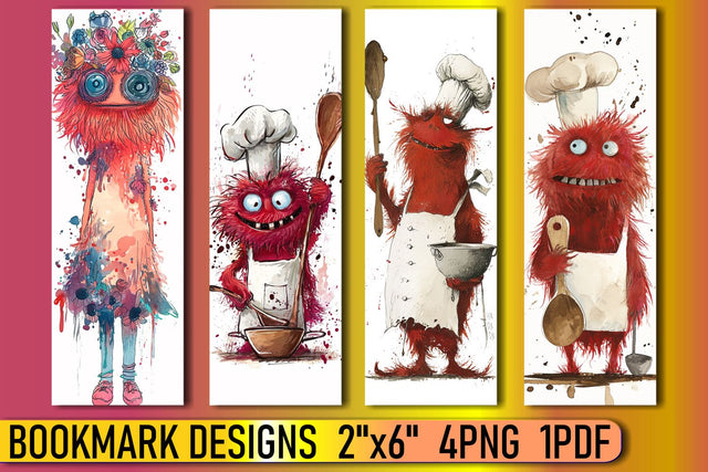 Whimsical Monster Bookmarks Set Sublimation afrosvg 