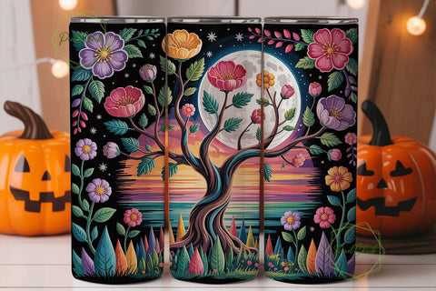 Whimsical Moonlit Tree 20oz Tumbler Wrap Sublimation PixelChick 