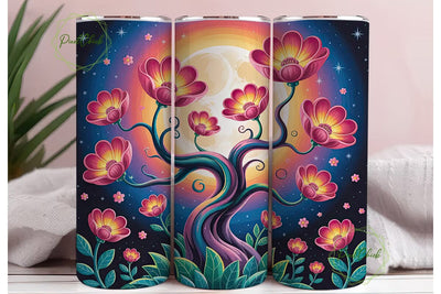 Whimsical Moonlit Tree 20oz Tumbler Wrap Sublimation PixelChick 