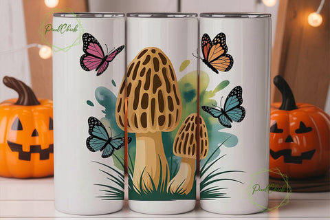 Whimsical Morel & Butterfly Tumbler Sublimation PixelChick 