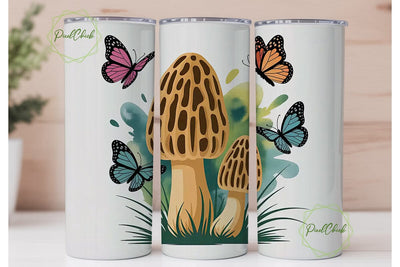 Whimsical Morel & Butterfly Tumbler Sublimation PixelChick 