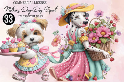 Whimsical Mother's Day Dog Clipart Sublimation SVGArt 