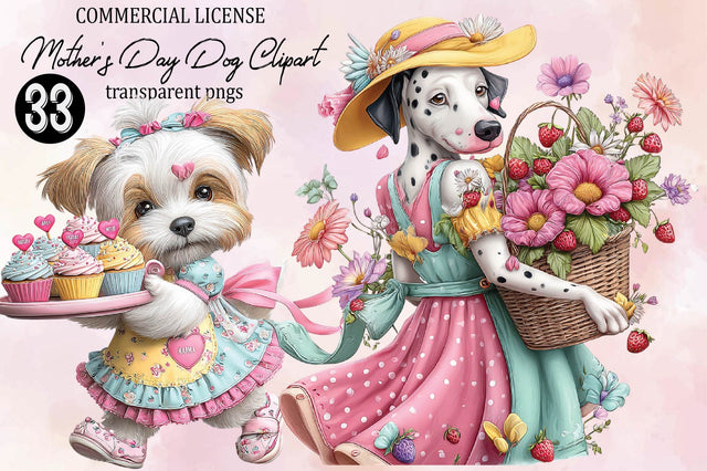 Whimsical Mother's Day Dog Clipart Sublimation SVGArt 