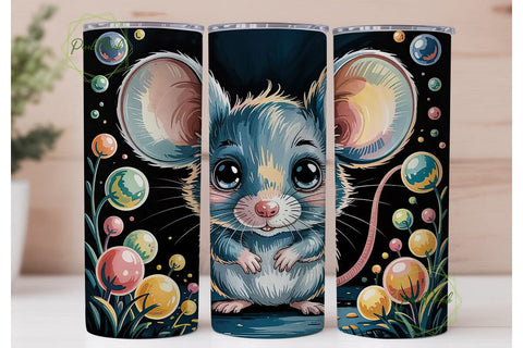 Whimsical Mouse 20oz Tumbler Wrap Sublimation PixelChick 