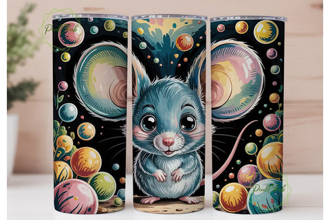 Whimsical Mouse 20oz Tumbler Wrap Sublimation PixelChick 