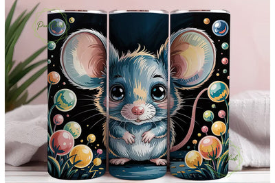 Whimsical Mouse 20oz Tumbler Wrap Sublimation PixelChick 