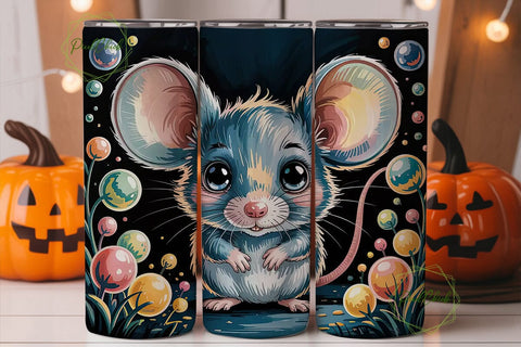 Whimsical Mouse 20oz Tumbler Wrap Sublimation PixelChick 
