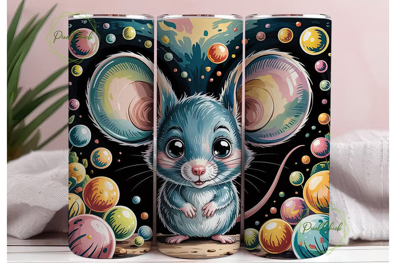 Whimsical Mouse 20oz Tumbler Wrap Sublimation PixelChick 