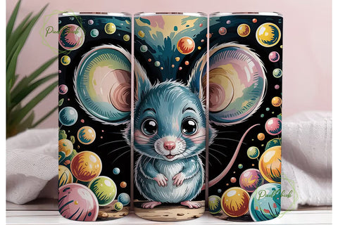 Whimsical Mouse 20oz Tumbler Wrap Sublimation PixelChick 