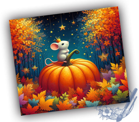 Whimsical Mouse and Pumpkin 20oz Skinny Tumbler, Autumn Fantasy Tumbler Png, Straight & Tapered Tumbler Wrap, Instant Digital Download Sublimation ToriDesigns 