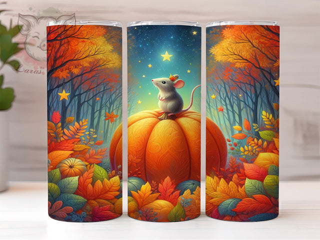 Whimsical Mouse and Pumpkin 20oz Tumbler Png, Straight & Tapered Tumbler Png, Autumn Vibes Tumbler Png, Digital Download PNG Sublimation Lara' s Designs 