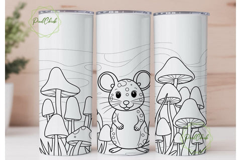 Whimsical Mouse & Mushrooms 20oz Tumbler Sublimation PixelChick 
