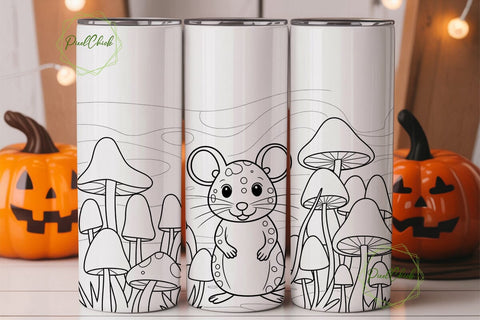Whimsical Mouse & Mushrooms 20oz Tumbler Sublimation PixelChick 