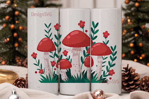 Whimsical Mushroom 20oz Tumbler Wrap Sublimation DesignSVG 